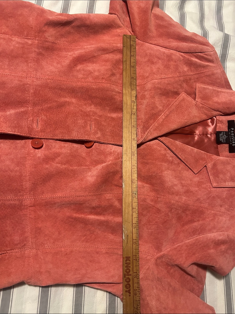 Parisian Signature Women's Suede Real Leather Jacket Blazer Pink Coral L - Picture 12 of 15